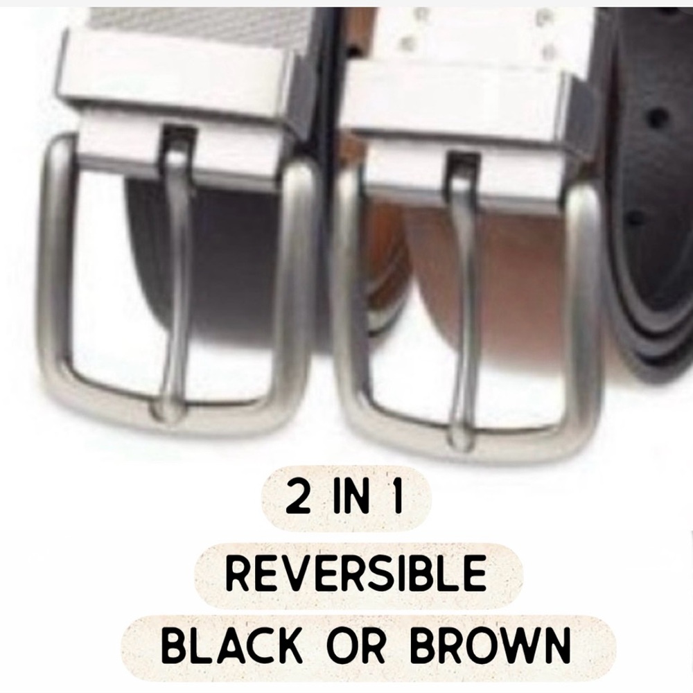 Dickies Reversible leather belt black brown 32 metal buckle
